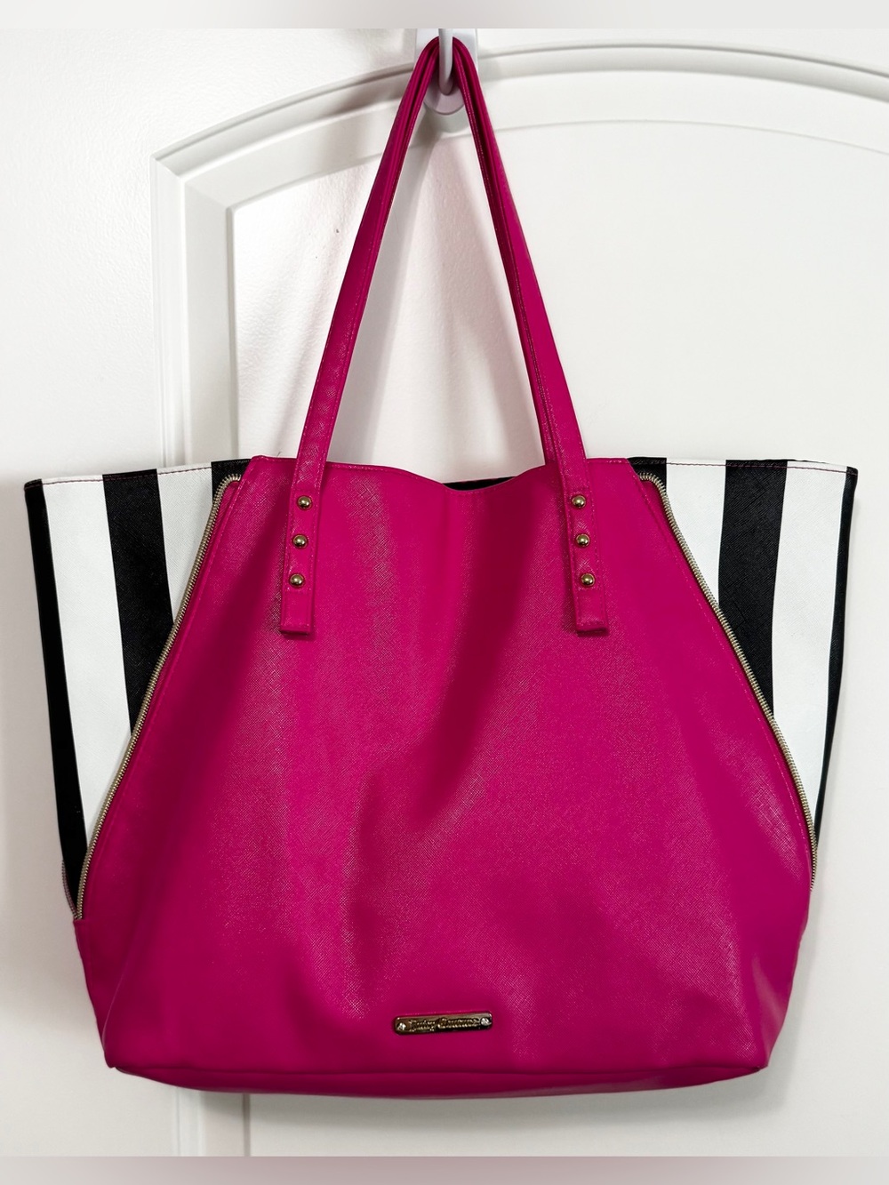 Juicy Couture Fuchsia Stripe Tote Bag - Picture 2 of 16